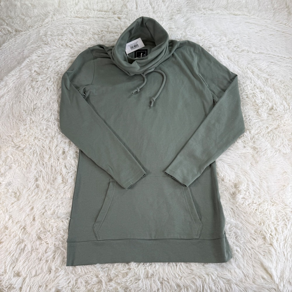 Lily & Lottie Cowl Neck Sweatshirt Neutral Green Small Thumbholes Cozy Cabincore